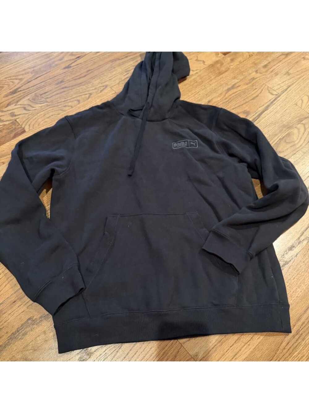 Puma Mens Small Black Hooded Sweatshirt Hoodie